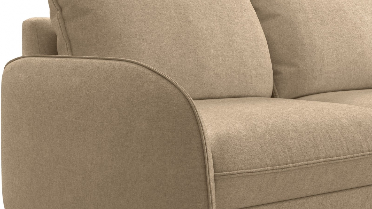 Canapé droit convertible 3 places en tissu chenille taupe - ouverture express - Novoli Canapé droit convertible 3 places en tissu chenille taupe - ouverture express - Novoli