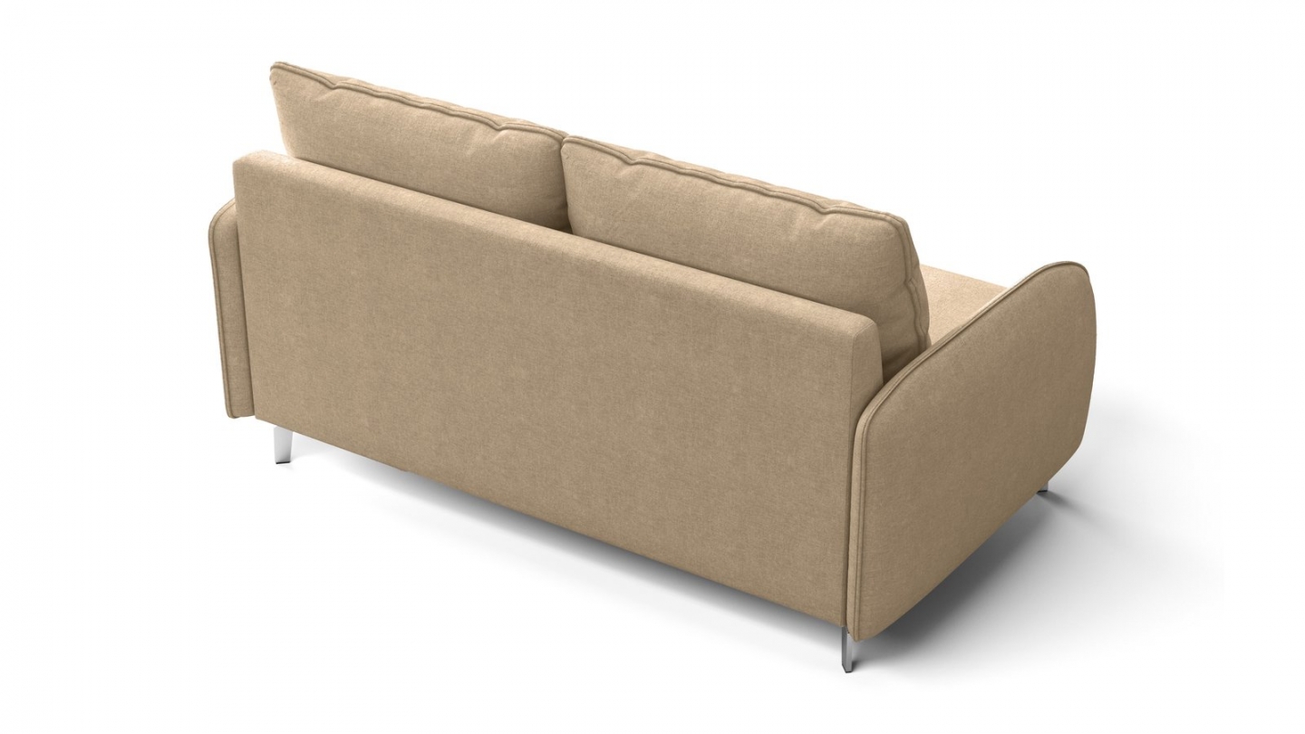 Canapé droit convertible 3 places en tissu chenille taupe - ouverture express - Novoli Canapé droit convertible 3 places en tissu chenille taupe - ouverture express - Novoli
