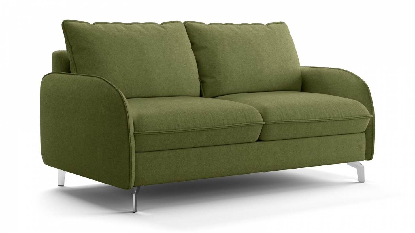 Canapé droit convertible 3 places en tissu chenille vert olive - ouverture express - Novoli Canapé droit convertible 3 places en tissu chenille vert olive - ouverture express - Novoli