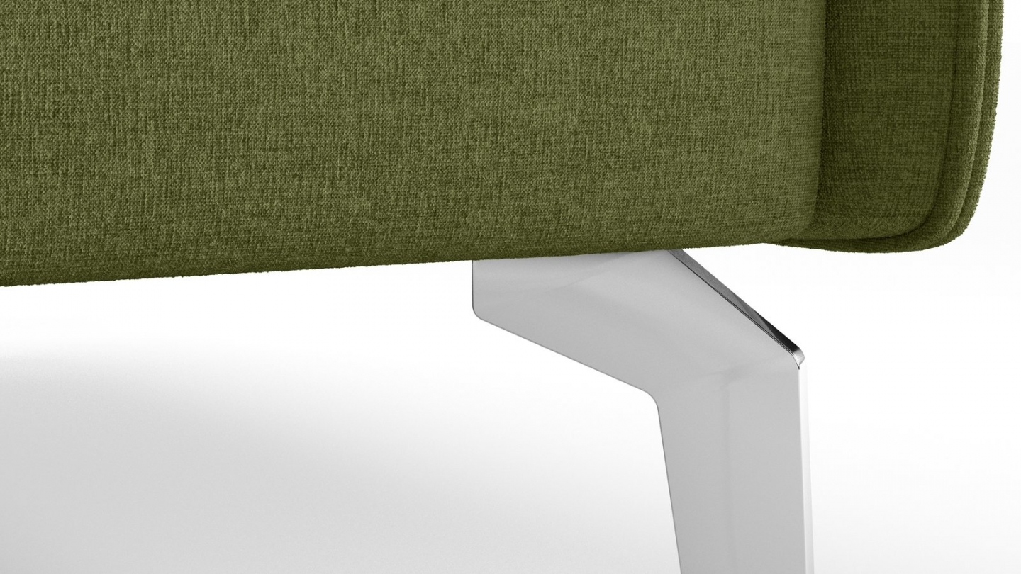 Canapé droit convertible 3 places en tissu chenille vert olive - ouverture express - Novoli Canapé droit convertible 3 places en tissu chenille vert olive - ouverture express - Novoli