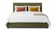 Lit adulte 140x190 cm avec tête de lit capitonnée en velours côtelé vert - William