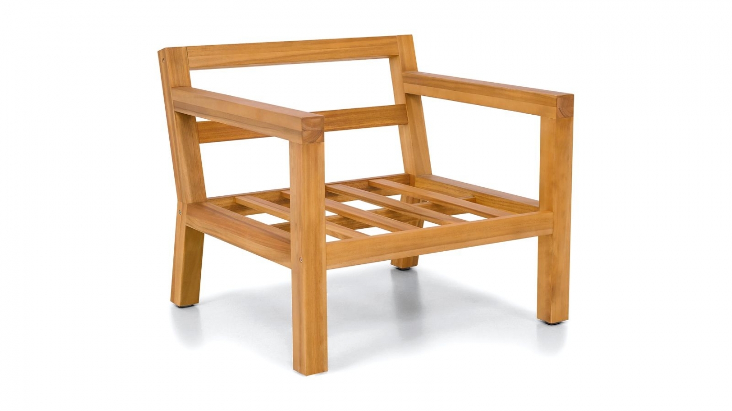 Salon de jardin 4 places en bois FSC - 1 canapé 2 places + 2 fauteuils - coussins gris chiné - Palau Salon de jardin 4 places en bois FSC - 1 canapé 2 places + 2 fauteuils - coussins gris chiné - Palau
