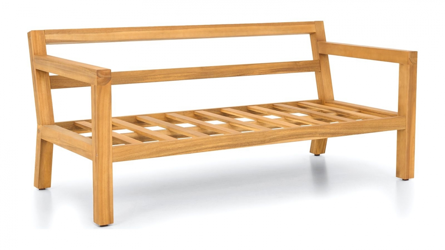 Salon de jardin 4 places en bois FSC - 1 canapé 2 places + 2 fauteuils - coussins gris chiné - Palau Salon de jardin 4 places en bois FSC - 1 canapé 2 places + 2 fauteuils - coussins gris chiné - Palau
