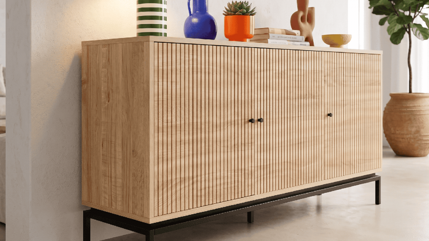 Buffet 3 portes effet bois 160 cm - Talia Buffet 3 portes effet bois 160 cm - Talia