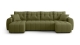 Canapé panoramique convertible 6 places en tissu chenille vert olive - Alba