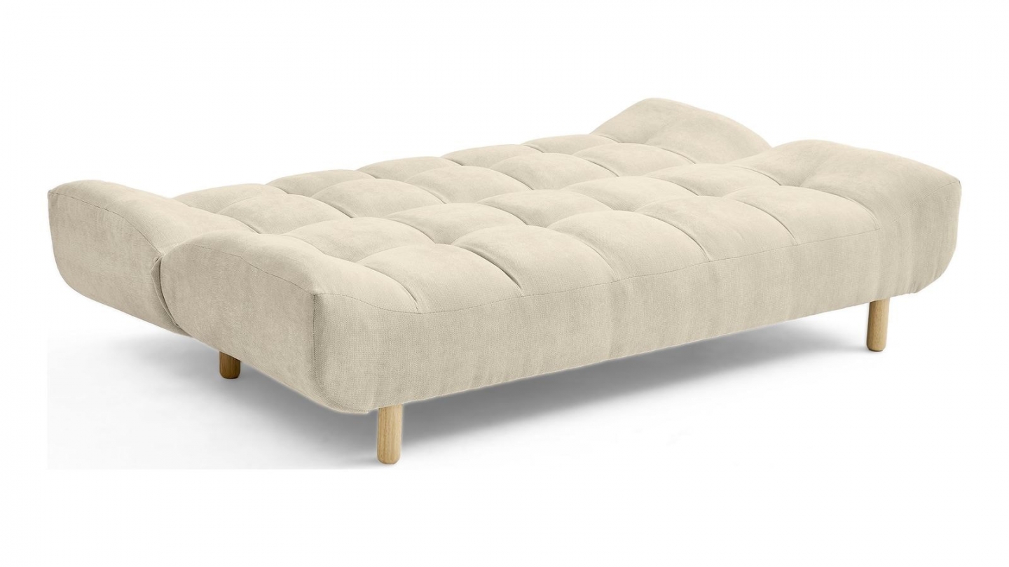 Canapé capitonné convertible 3 places en tissu chenille beige - Bumpy Canapé capitonné convertible 3 places en tissu chenille beige - Bumpy