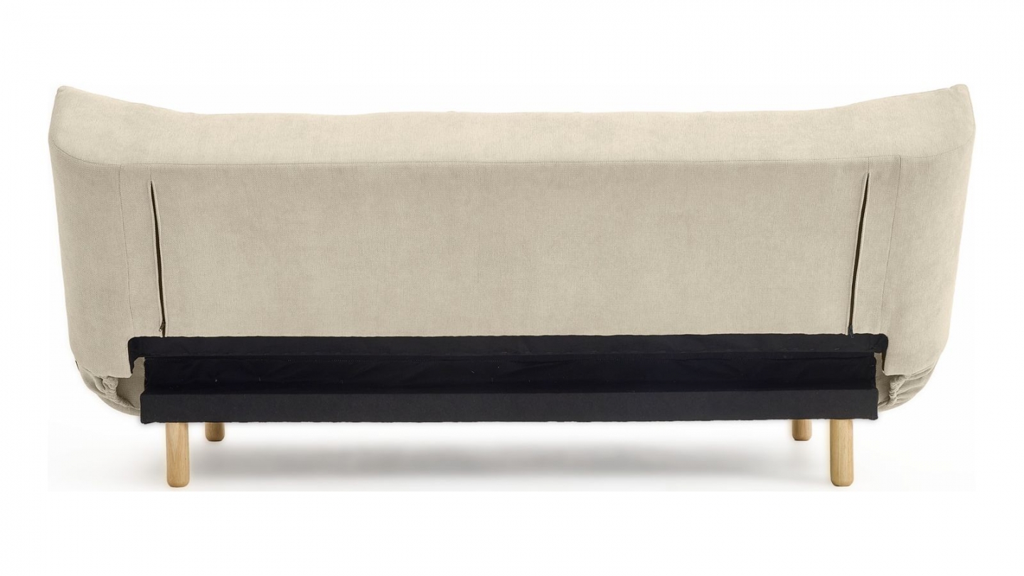 Canapé capitonné convertible 3 places en tissu chenille beige - Bumpy Canapé capitonné convertible 3 places en tissu chenille beige - Bumpy