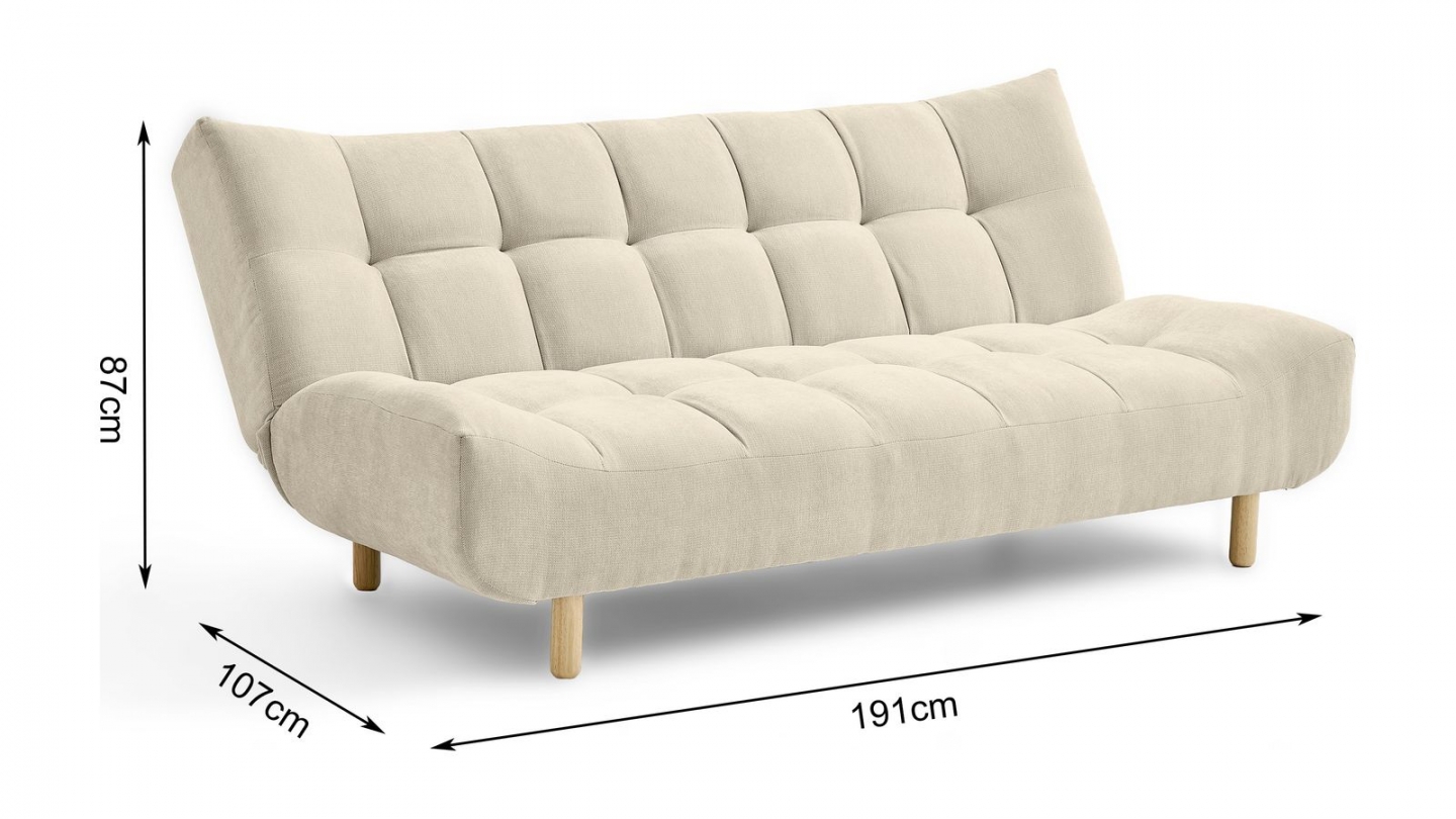 Canapé capitonné convertible 3 places en tissu chenille beige - Bumpy Canapé capitonné convertible 3 places en tissu chenille beige - Bumpy