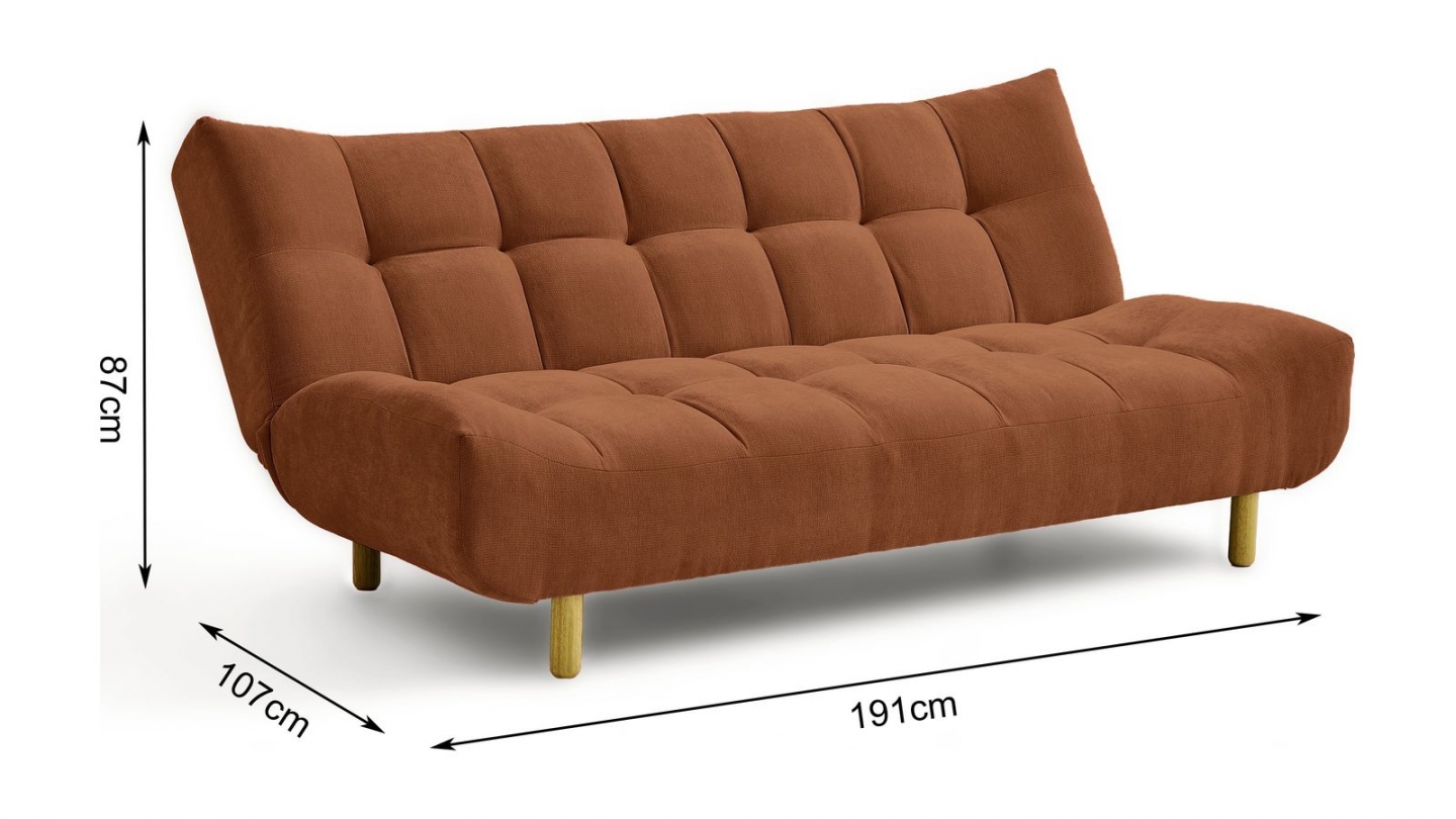 Canapé capitonné convertible 3 places en tissu chenille terracotta - Bumpy Canapé capitonné convertible 3 places en tissu chenille terracotta - Bumpy