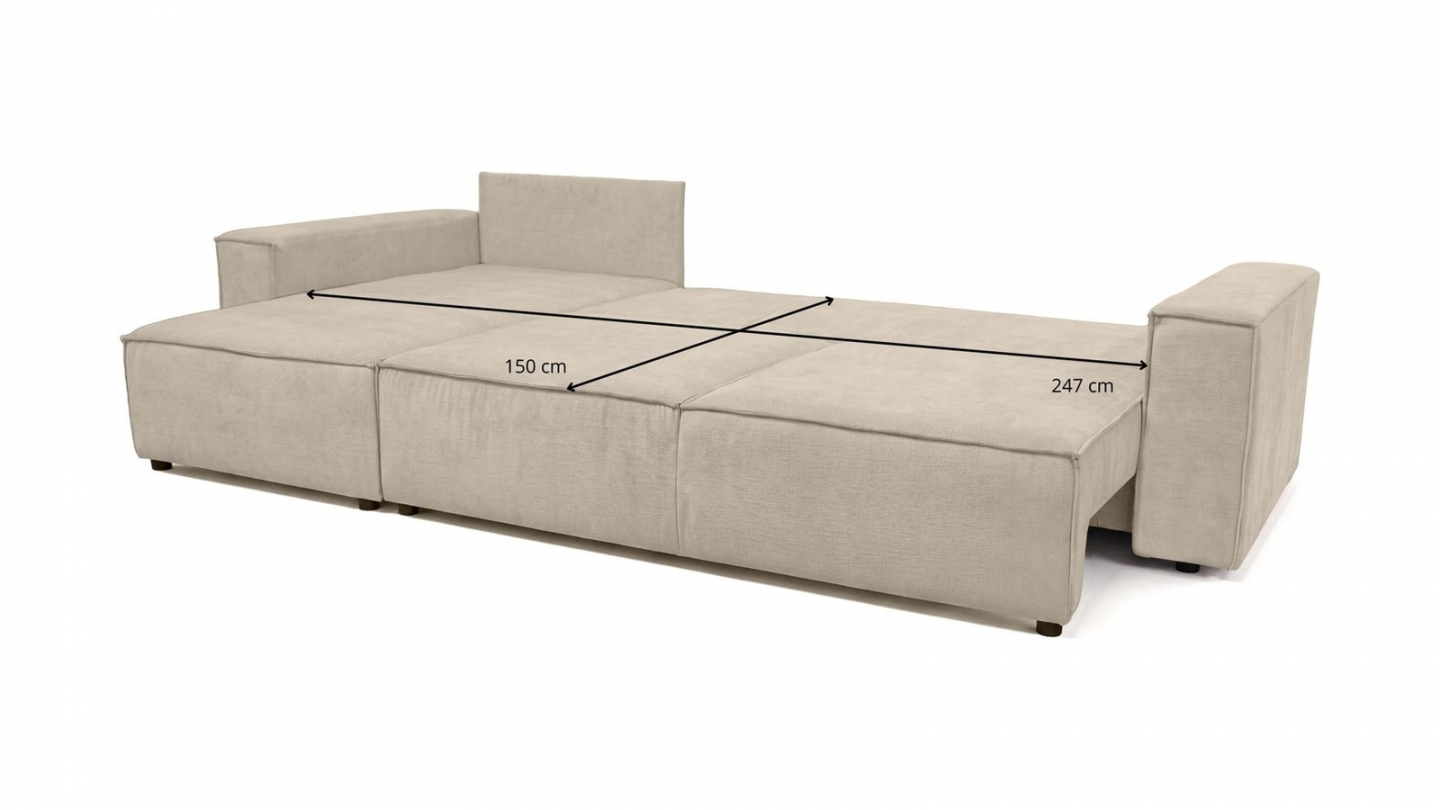 Canapé d'angle convertible réversible 5 places avec coffre de rangement en tissu chenille beige foncé - Harper Canapé d'angle convertible réversible 5 places avec coffre de rangement en tissu chenille beige foncé - Harper