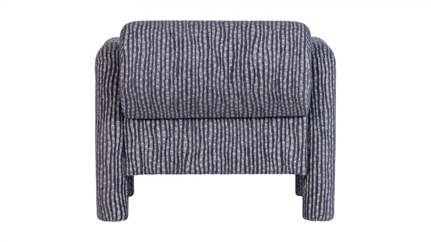 Fauteuil en tissu à motifs rayés gris/bleu - Lenny Fauteuil en tissu à motifs rayés gris/bleu - Lenny
