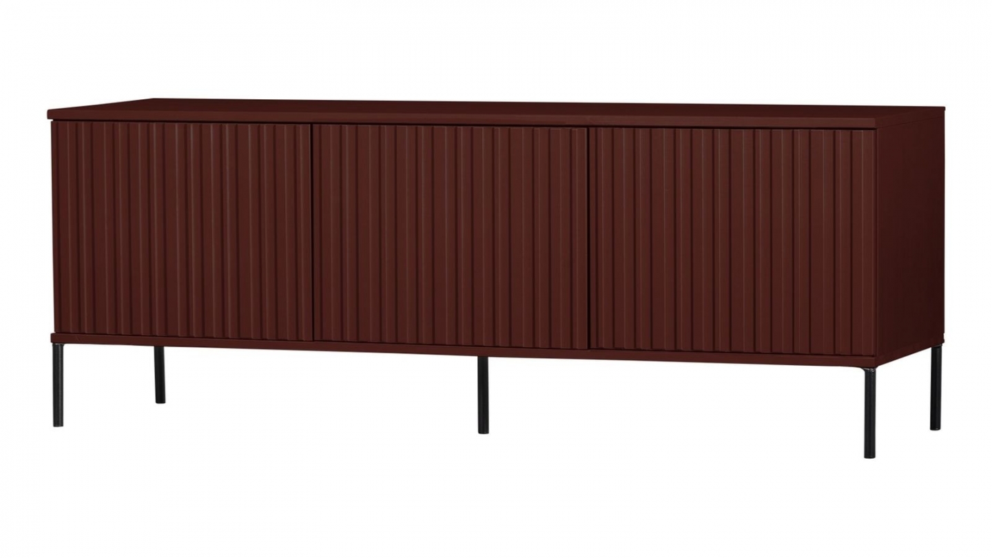 Meuble TV en pin cannelé bordeaux 150 cm - New gravure Meuble TV en pin cannelé bordeaux 150 cm - New gravure