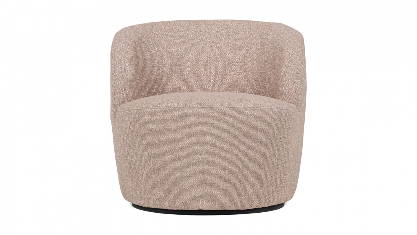 Fauteuil pivotant en tissu bouclé beige - Serra Fauteuil pivotant en tissu bouclé beige - Serra