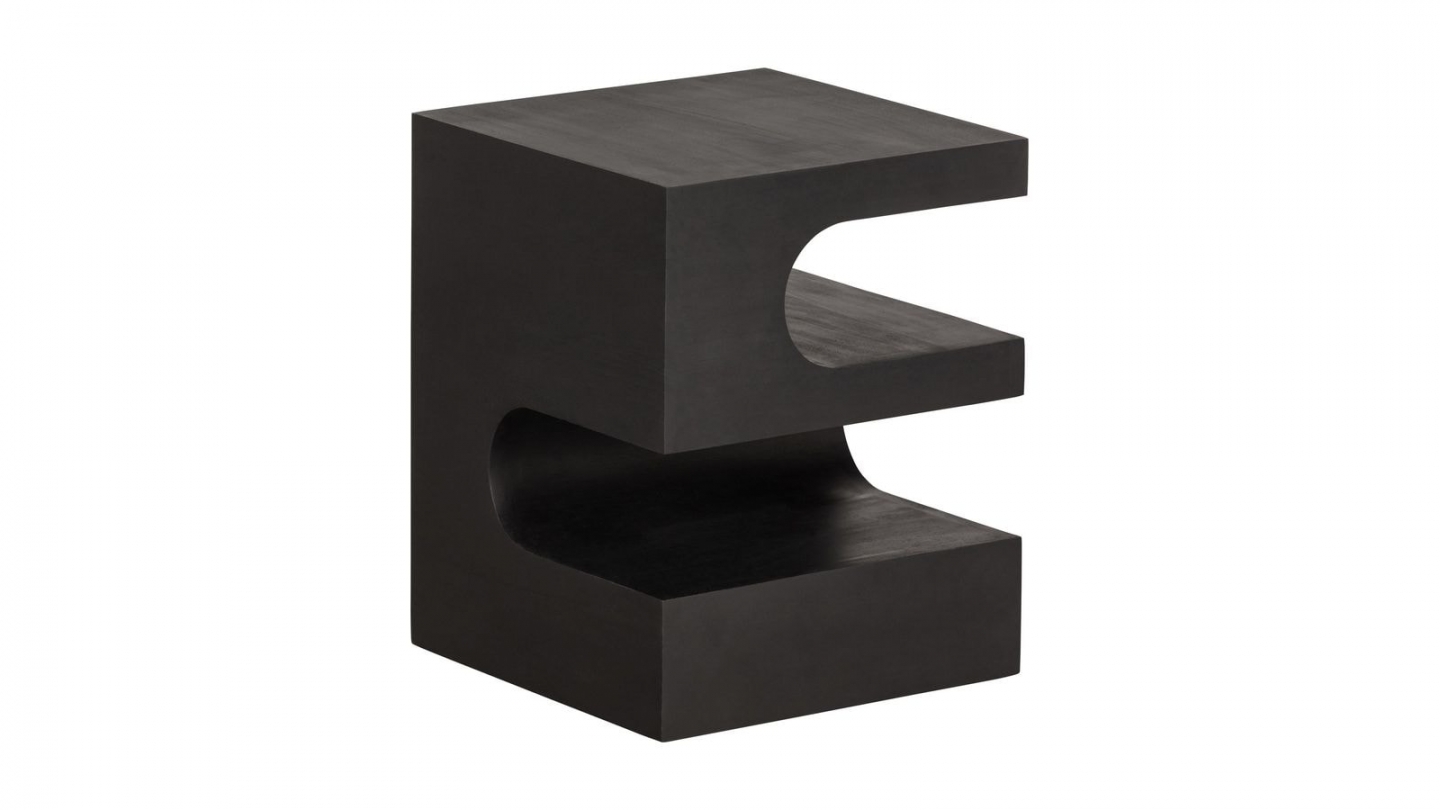 Table d'appoint sculptée en bois de manguier noir 40 cm - Toma Table d'appoint sculptée en bois de manguier noir 40 cm - Toma