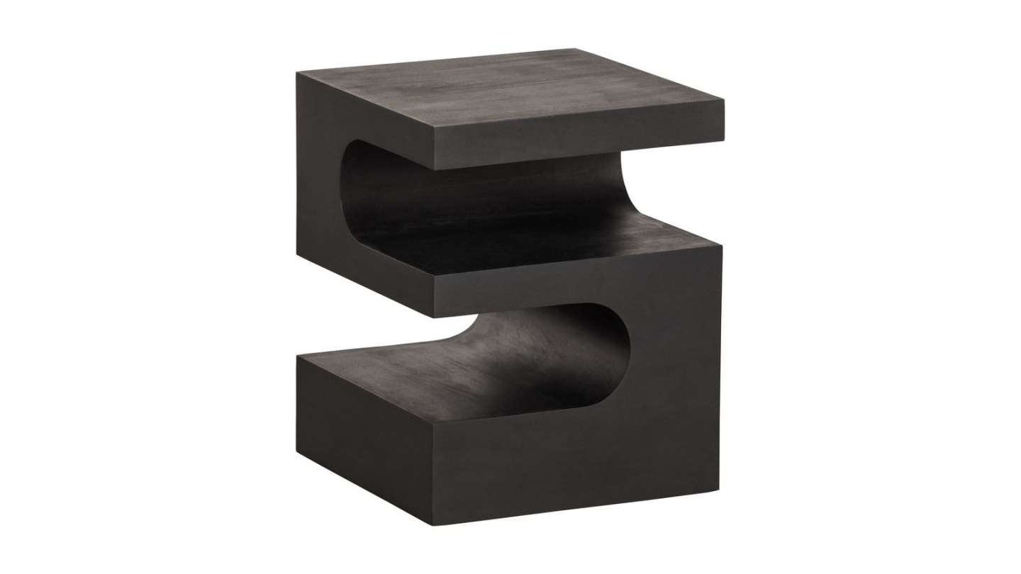 Table d'appoint sculptée en bois de manguier noir 40 cm - Toma Table d'appoint sculptée en bois de manguier noir 40 cm - Toma