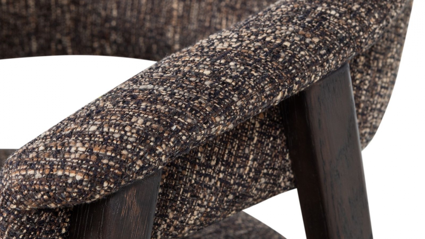 Lot de 2 chaises de salle à manger en bois et tissu bouclé brun foncé - Tunar Lot de 2 chaises de salle à manger en bois et tissu bouclé brun foncé - Tunar