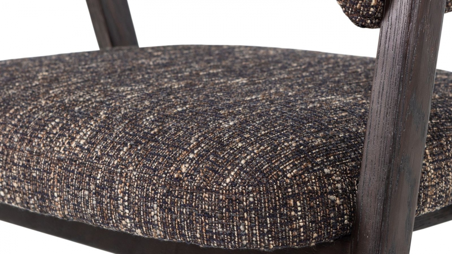 Lot de 2 chaises de salle à manger en bois et tissu bouclé brun foncé - Tunar Lot de 2 chaises de salle à manger en bois et tissu bouclé brun foncé - Tunar