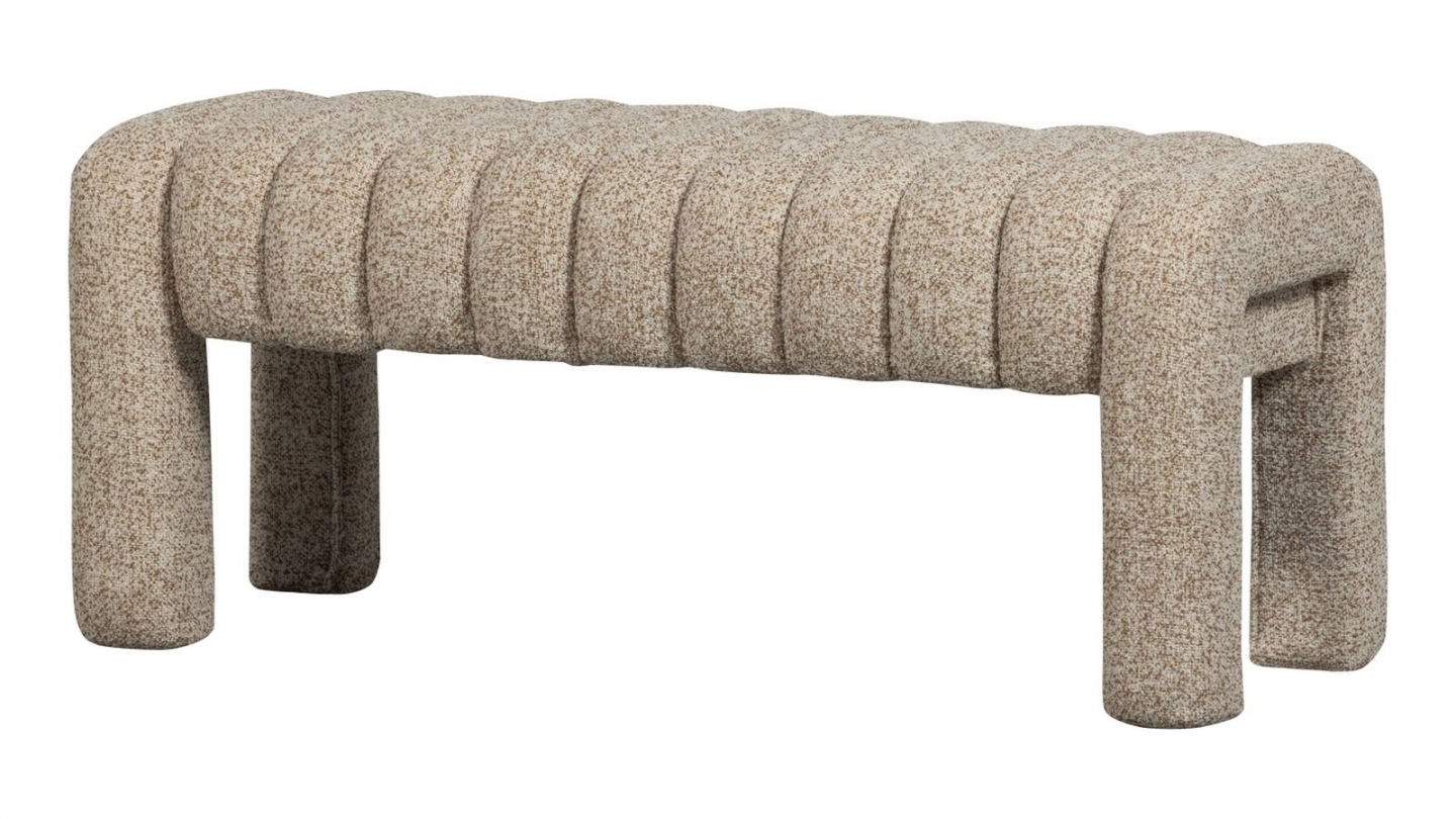 Banc en tissu bouclé bouclé matelassé taupe - Frex Banc en tissu bouclé bouclé matelassé taupe - Frex