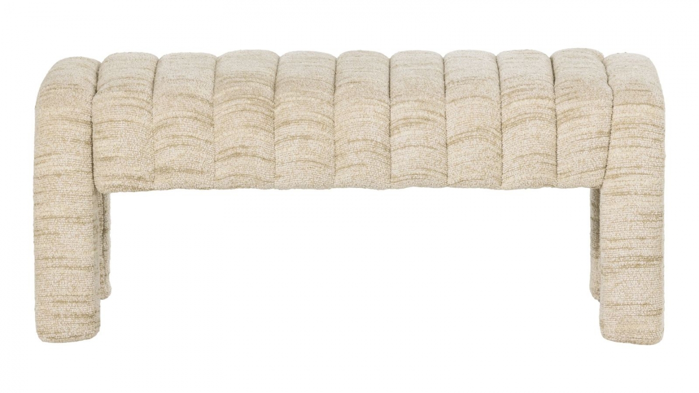 Banc en tissu bouclé bouclé matelassé beige - Frex Banc en tissu bouclé bouclé matelassé beige - Frex