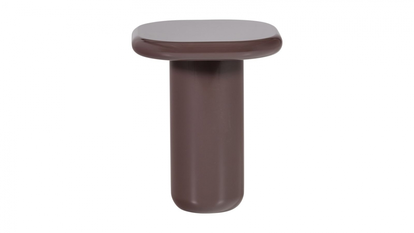 Table d'appoint carrée à bords arrondis laquée brun foncé brillant 50 cm - Zava Table d'appoint carrée à bords arrondis laquée brun foncé brillant 50 cm - Zava