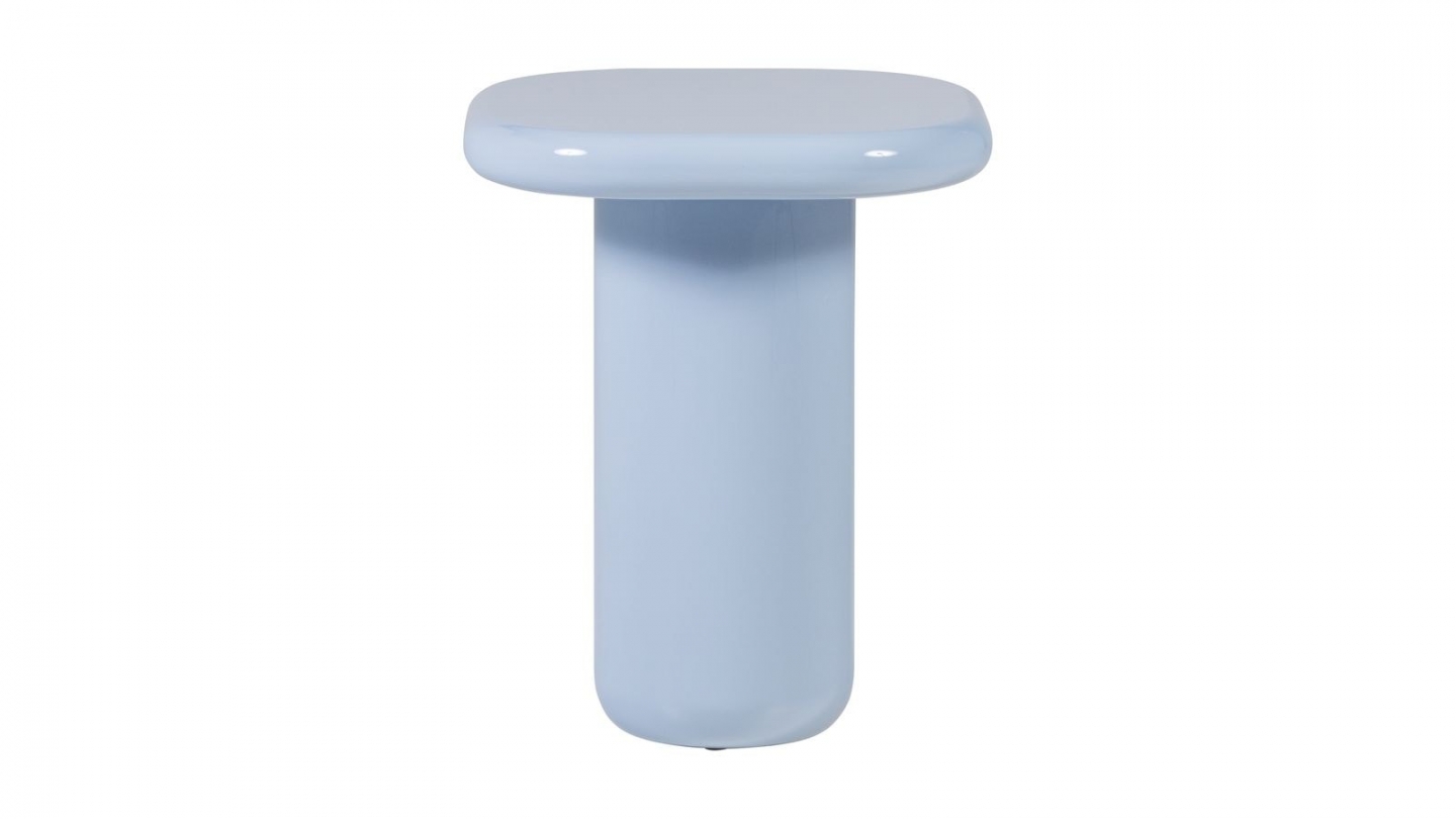 Table d'appoint carrée à bords arrondis laquée bleu clair brillant 50 cm - Zava Table d'appoint carrée à bords arrondis laquée bleu clair brillant 50 cm - Zava