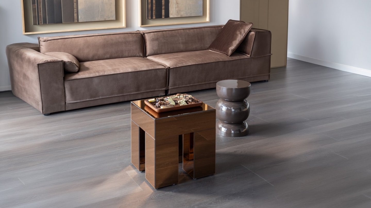 Table d'appoint carrée effet miroir bronze brun 45 cm - Mirrox Table d'appoint carrée effet miroir bronze brun 45 cm - Mirrox