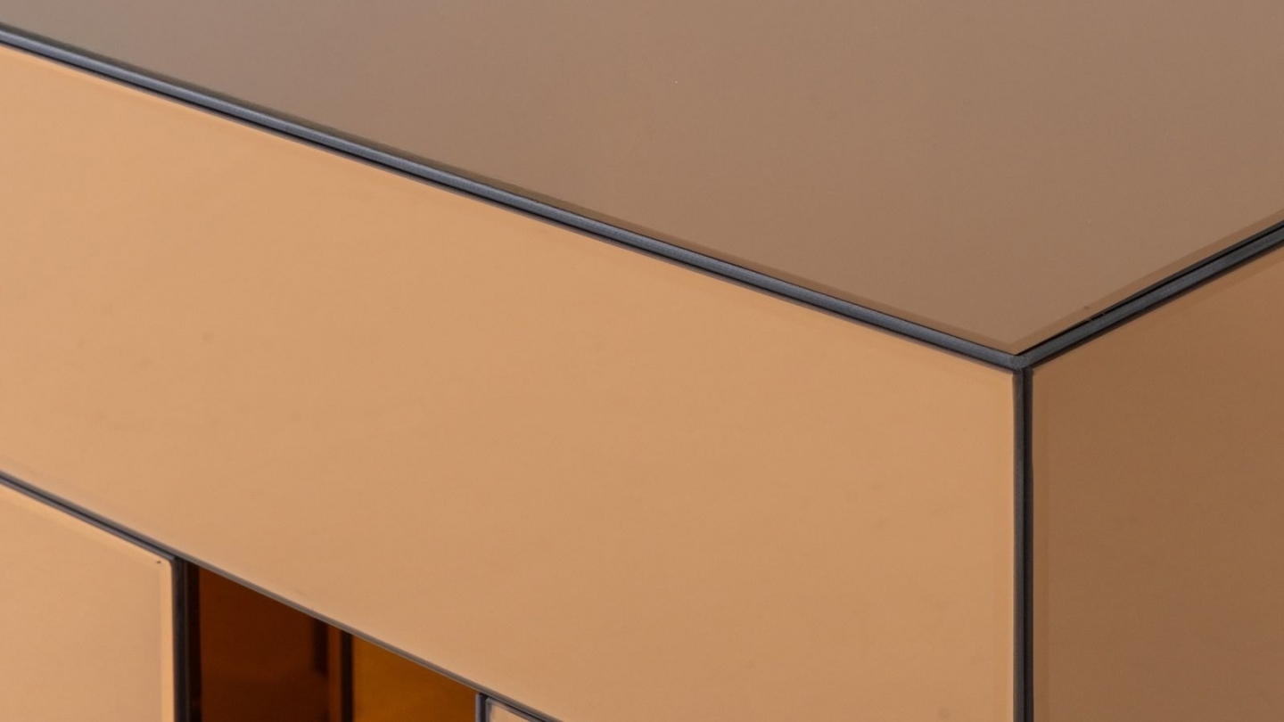 Table d'appoint carrée effet miroir bronze brun 45 cm - Mirrox Table d'appoint carrée effet miroir bronze brun 45 cm - Mirrox