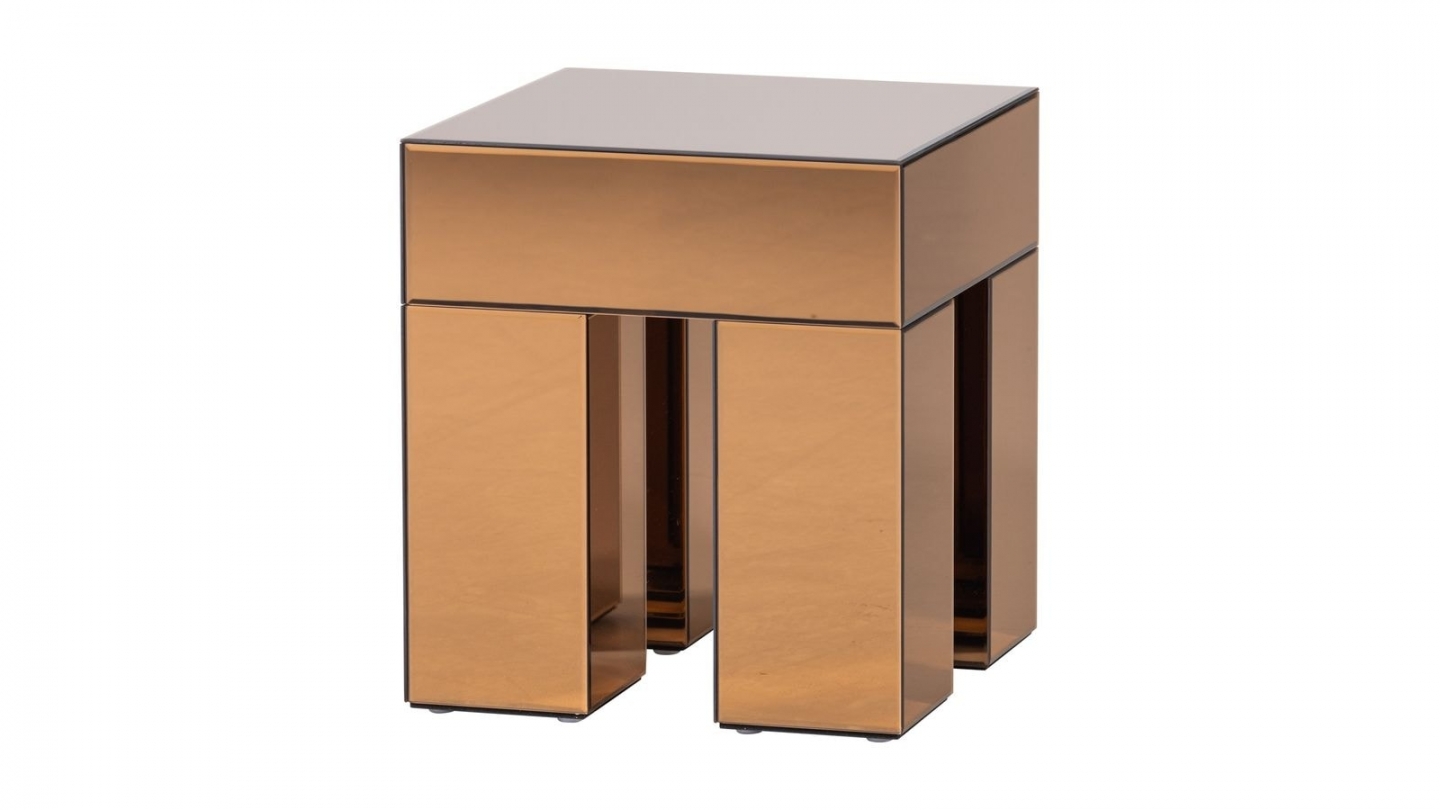 Table d'appoint carrée effet miroir bronze brun 45 cm - Mirrox Table d'appoint carrée effet miroir bronze brun 45 cm - Mirrox