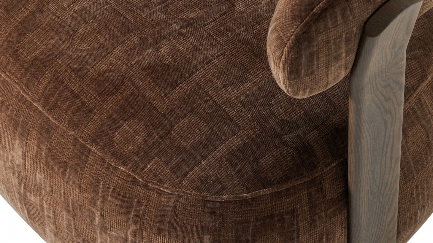 Fauteuil en tissu 3D à motifs géométriques brun - Foon Fauteuil en tissu 3D à motifs géométriques brun - Foon