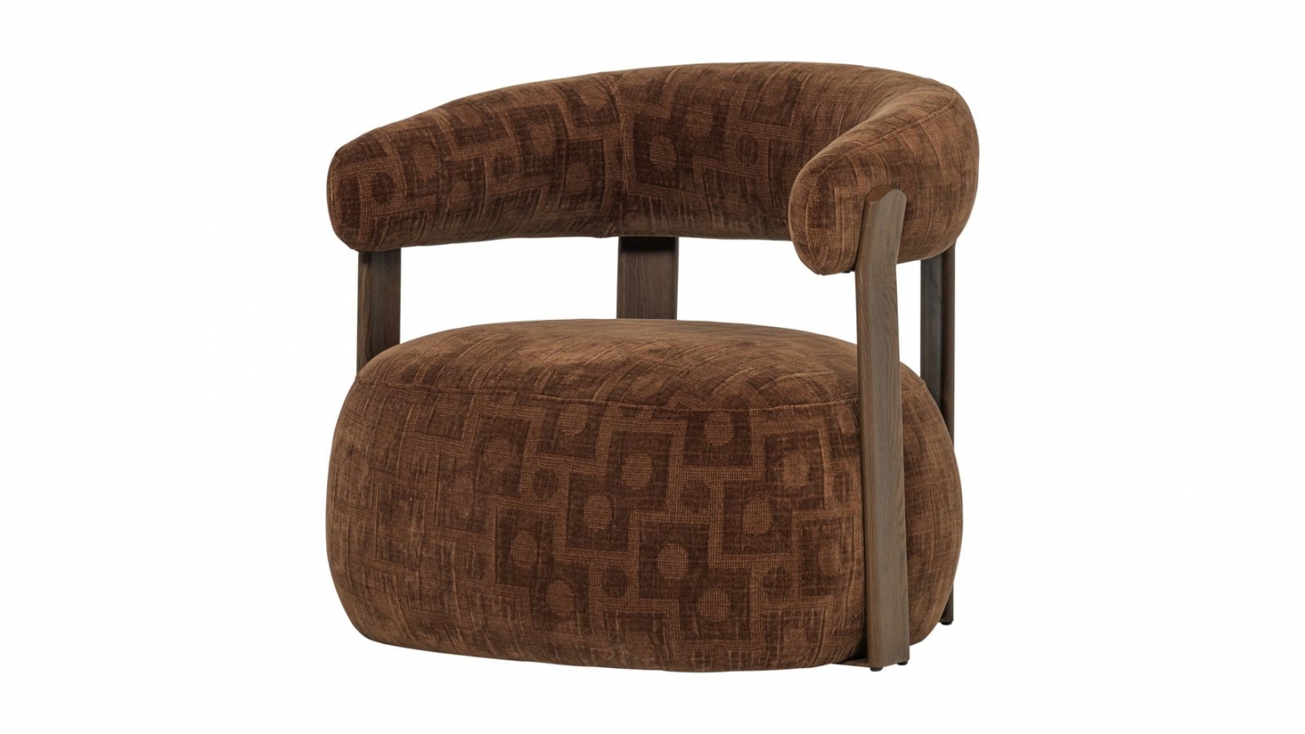Fauteuil en tissu 3D à motifs géométriques brun - Foon Fauteuil en tissu 3D à motifs géométriques brun - Foon