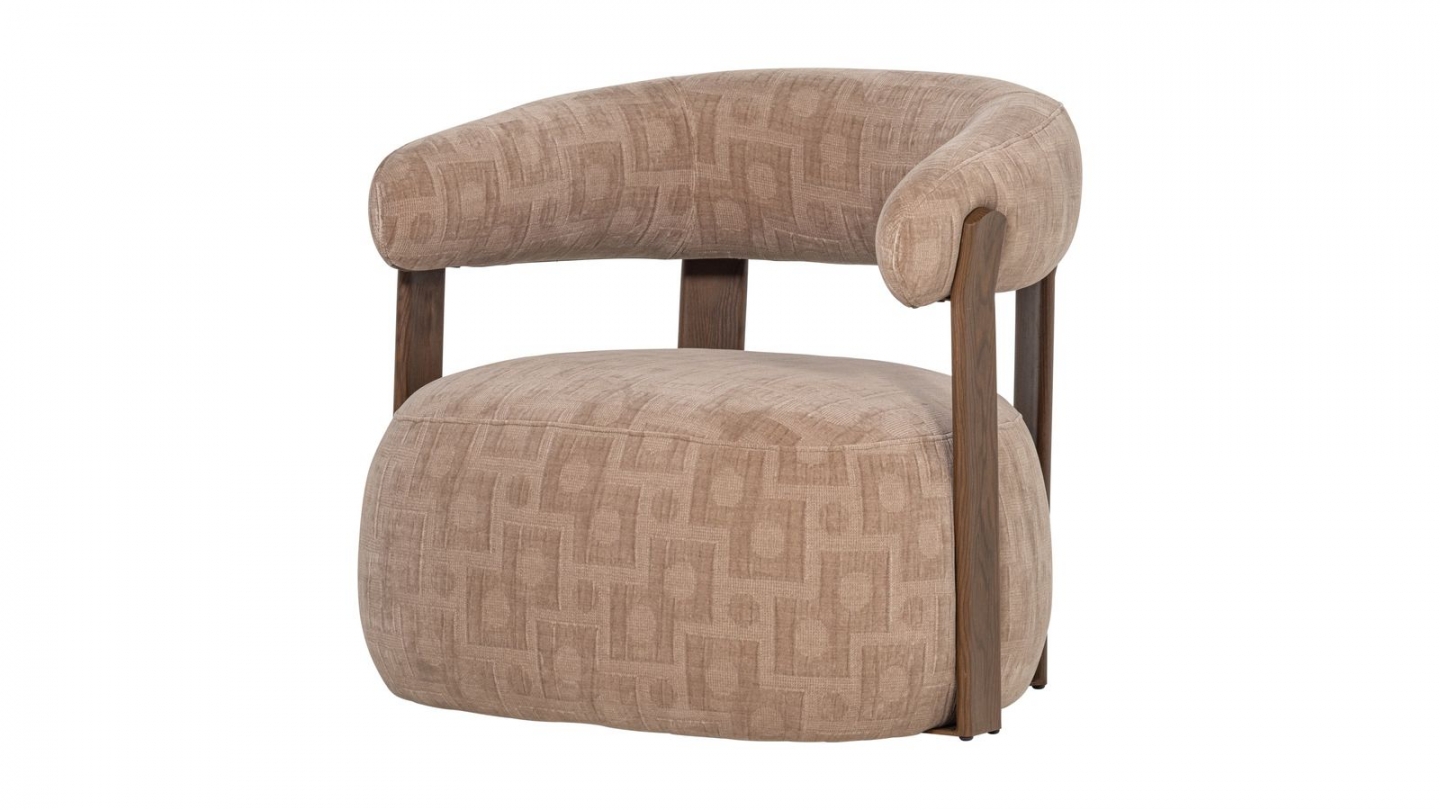 Fauteuil en tissu 3D à motifs géométriques beige - Foon Fauteuil en tissu 3D à motifs géométriques beige - Foon