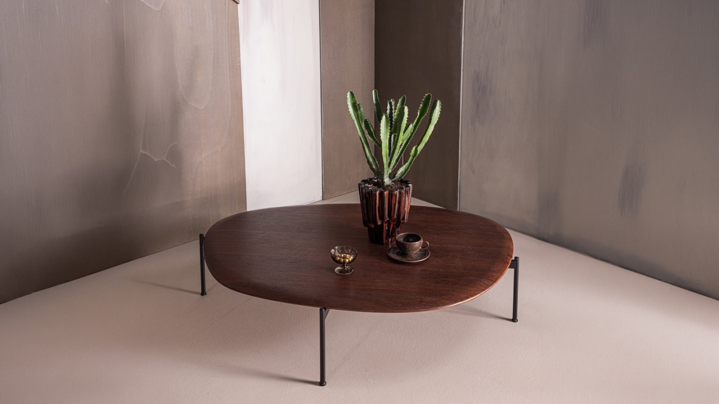 Table basse organique effet bois brun 121 cm - Kota Table basse organique effet bois brun 121 cm - Kota