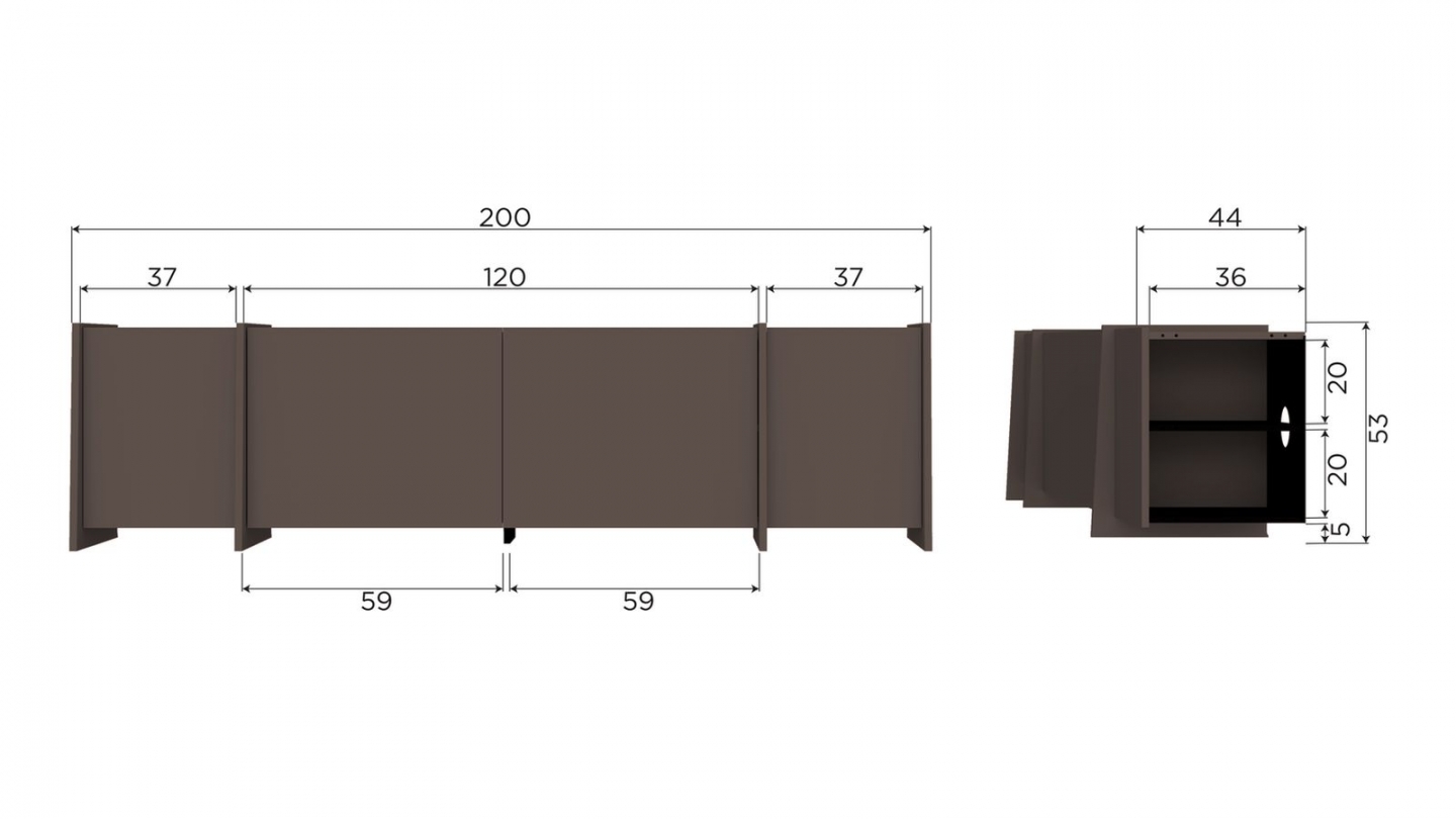 Meuble TV en placage frêne brun moyen 200 cm - Brock Meuble TV en placage frêne brun moyen 200 cm - Brock