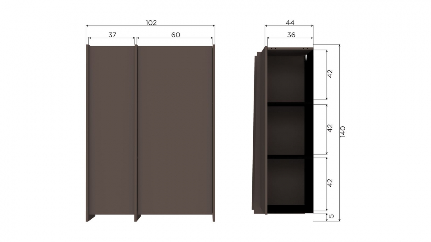 Buffet haut 2 portes en placage frêne brun moyen 102 cm - Brock Buffet haut 2 portes en placage frêne brun moyen 102 cm - Brock