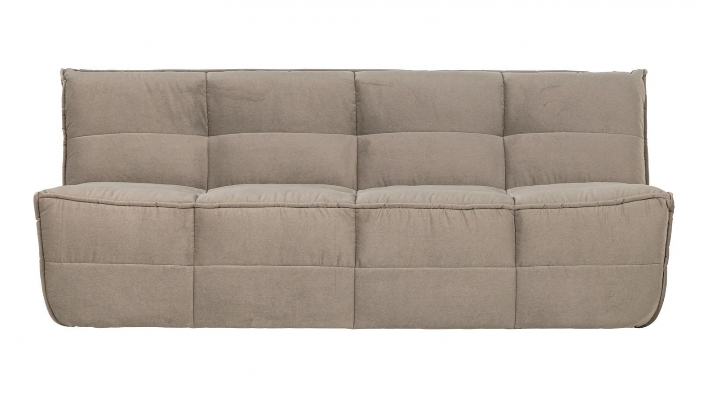 Canapé matelassé 3 places en tissu effet velours taupe - Cluster Canapé matelassé 3 places en tissu effet velours taupe - Cluster