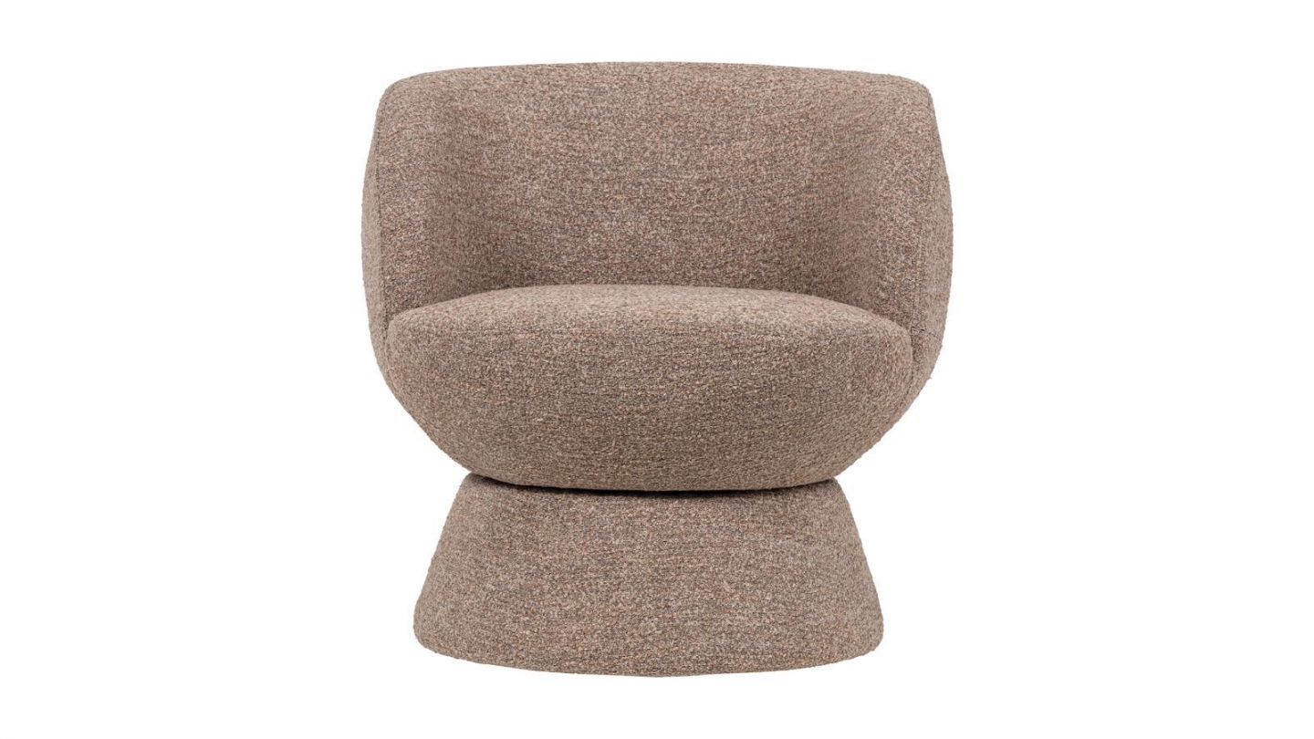 Fauteuil pivotant en tissu bouclé brun - Shuffle Fauteuil pivotant en tissu bouclé brun - Shuffle