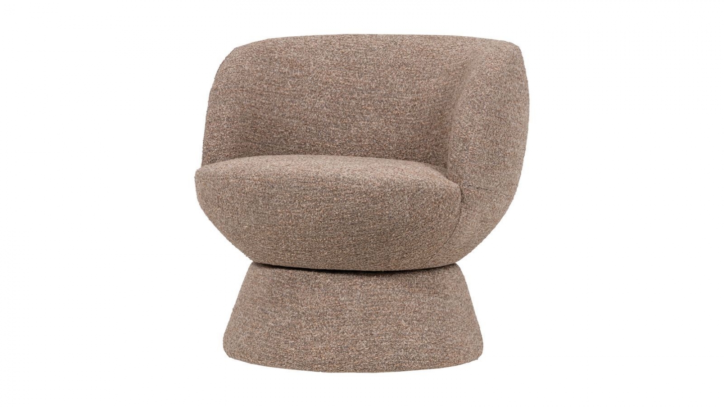 Fauteuil pivotant en tissu bouclé brun - Shuffle Fauteuil pivotant en tissu bouclé brun - Shuffle