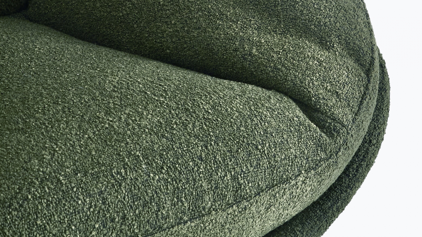 Fauteuil pivotant en tissu bouclé vert kaki et piètement chromé - Oli Fauteuil pivotant en tissu bouclé vert kaki et piètement chromé - Oli