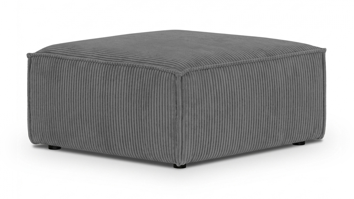 Pouf en velours côtelé gris anthracite - Livia Pouf en velours côtelé gris anthracite - Livia