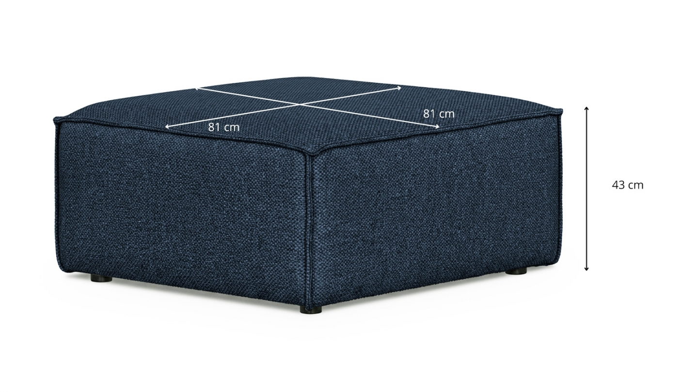 Pouf en tissu chenille bleu foncé - Livia Pouf en tissu chenille bleu foncé - Livia