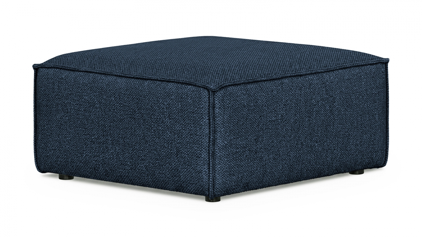 Pouf en tissu chenille bleu foncé - Emma Pouf en tissu chenille bleu foncé - Emma