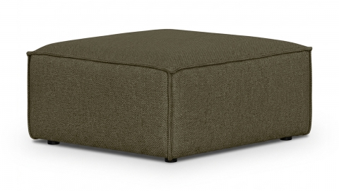 Pouf en tissu chenille vert kaki - Livia