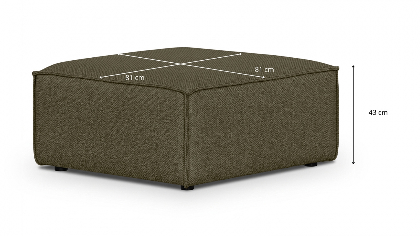Pouf en tissu chenille vert kaki - Emma Pouf en tissu chenille vert kaki - Emma