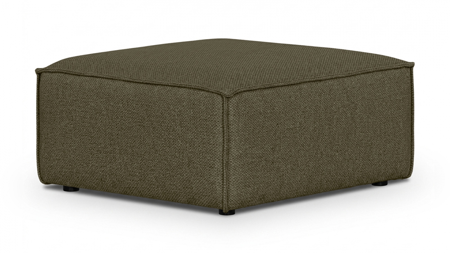 Pouf en tissu chenille vert kaki - Emma Pouf en tissu chenille vert kaki - Emma
