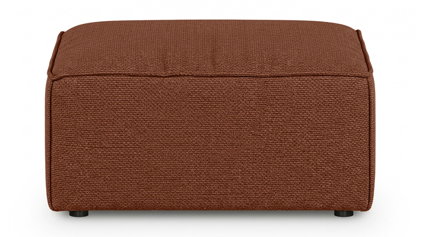 Pouf en tissu chenille rouille foncé - Asti Pouf en tissu chenille rouille foncé - Asti