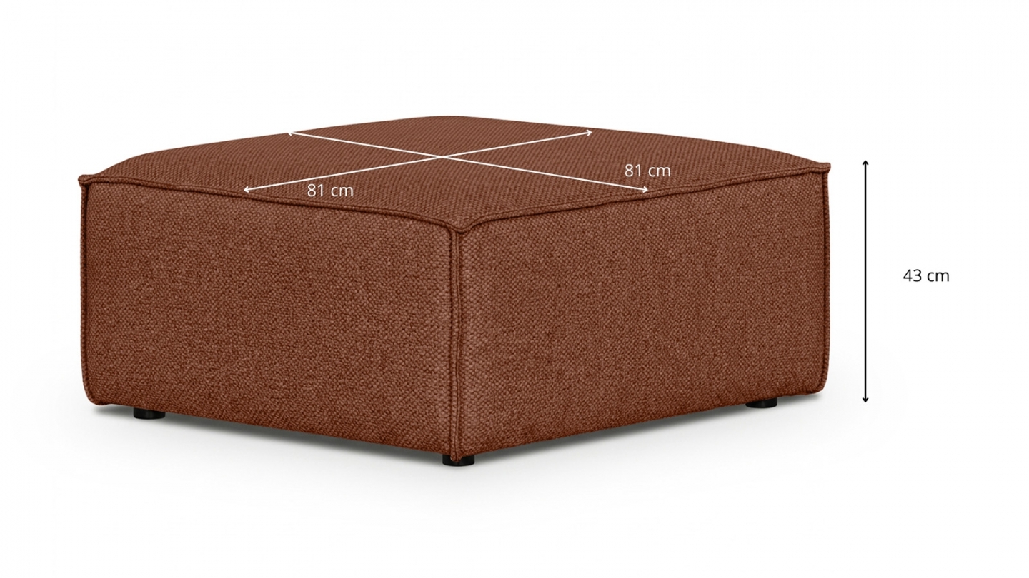 Pouf en tissu chenille rouille foncé - Emma Pouf en tissu chenille rouille foncé - Emma