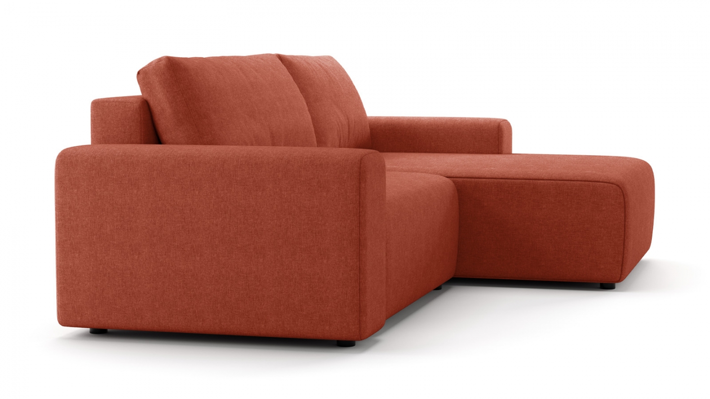 Canapé d'angle réversible convertible 5 places en tissu chenille terracotta - Luno Canapé d'angle réversible convertible 5 places en tissu chenille terracotta - Luno
