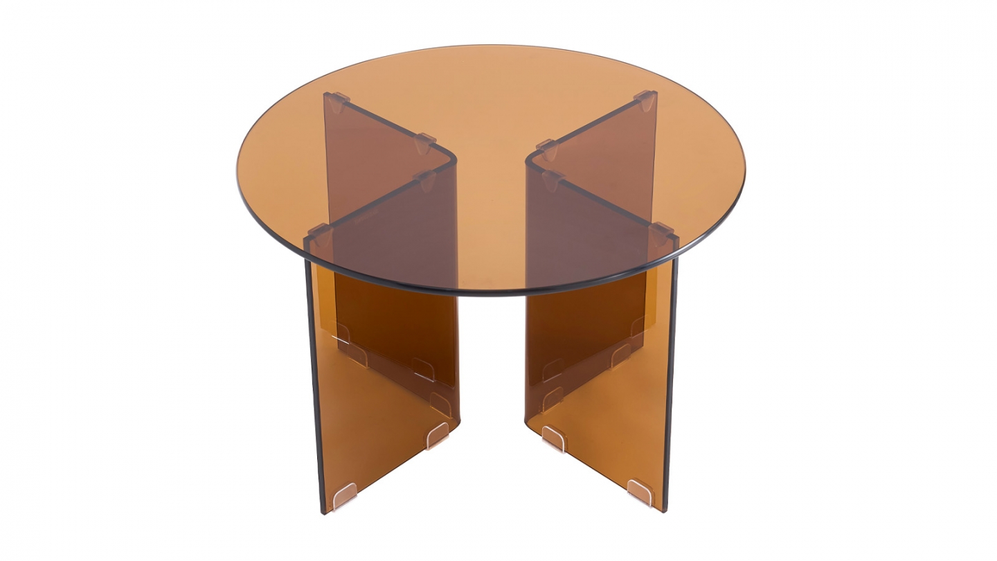 Table basse ronde en verre trempé fumé Ø60 cm - Vibe Table basse ronde en verre trempé fumé Ø60 cm - Vibe