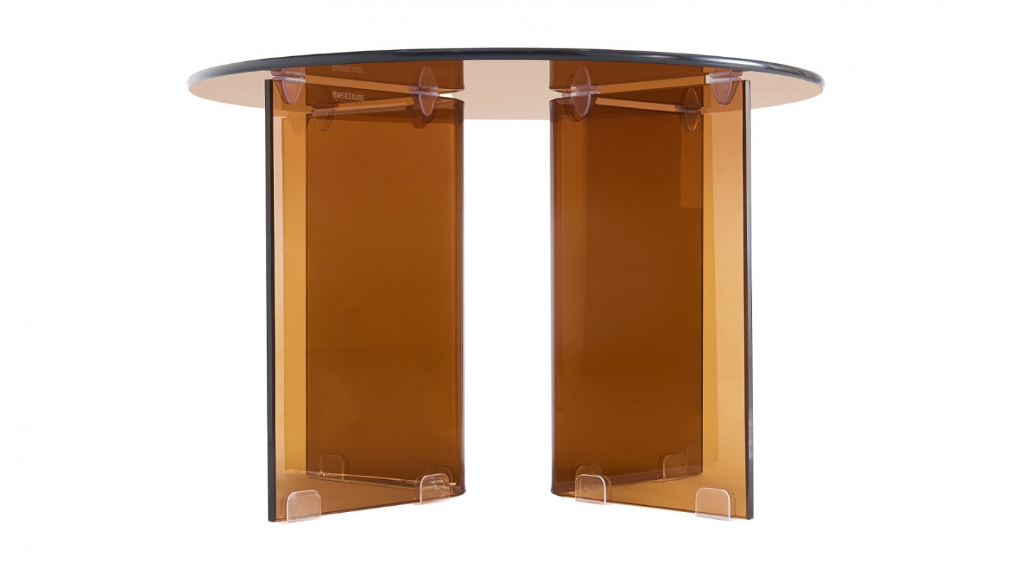 Table basse ronde en verre trempé fumé Ø60 cm - Vibe Table basse ronde en verre trempé fumé Ø60 cm - Vibe