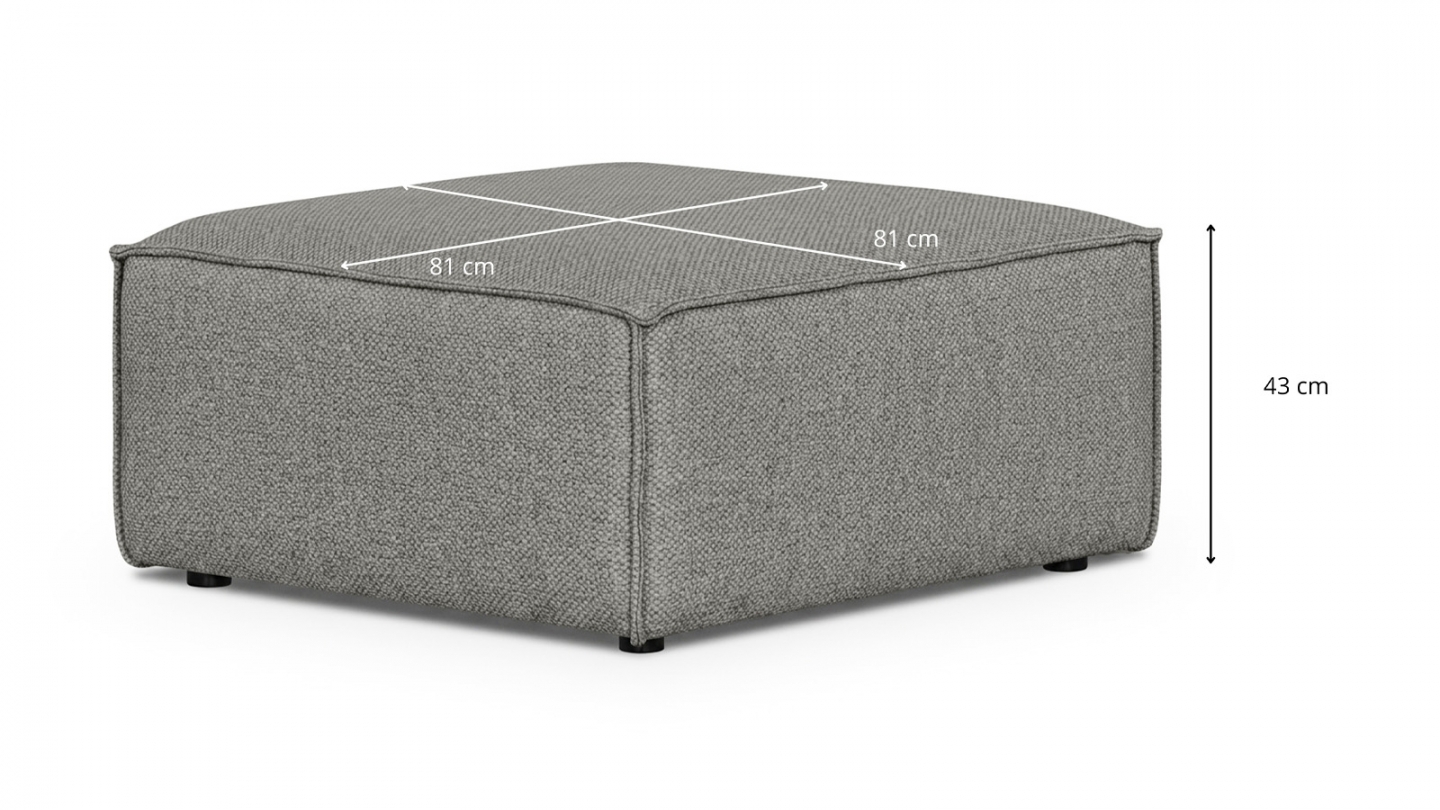Pouf en tissu chenille gris - Asti Pouf en tissu chenille gris - Asti